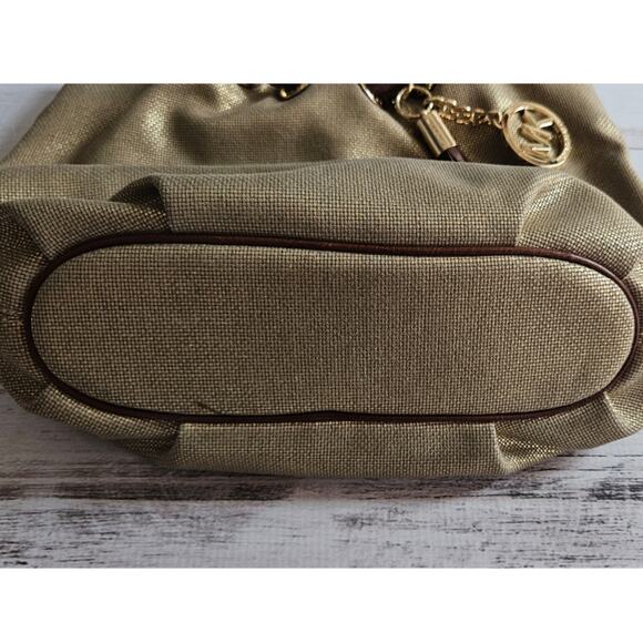 Micheal Kors Gold Hue Canvas Shoulder Bag - Picture 3 of 6